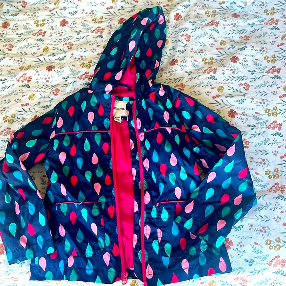 Colorful CHEROKEE raincoat, little girl size 4/5